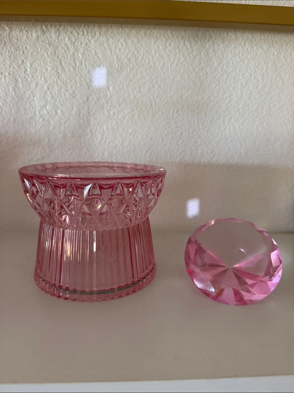 Bath and Body Pink candle holder and Paperweight - Brand Unknown